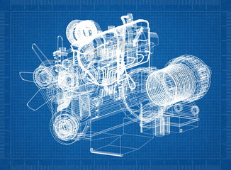 Car Engine blueprint Car Engine blueprint 