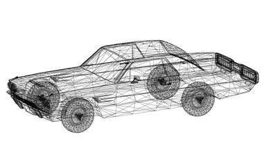Classic Car Architect blueprint - isolated