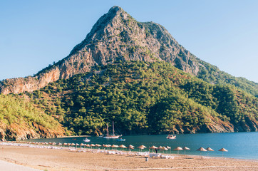 Chirali near Antalya. Majestic mountains and the Mediterranean Sea. Turkey.