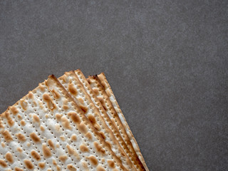 Matzot bread, jewish passover traditional food. Free space for text, can be used as greeting card.