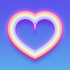 Neon glowing rainbow heart, LGBT pride, gay love, vector illustration design