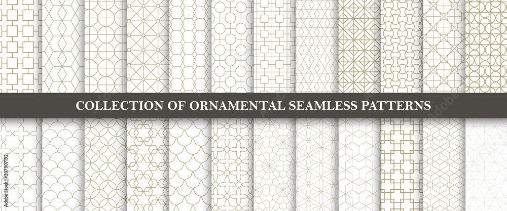 Aufkleber collection of seamless ornamental vector patterns. grid geometric oriental design.