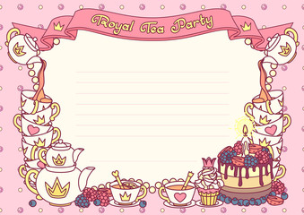 
vector Royal tea party invitation template concept
