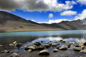 Gurudongmar Lake, North Sikkim, India. Gurudongmar Lake is one of the highest lakes in the world and in India, located at an altitude of 17,800 ft, in the Indian state of Sikkim.