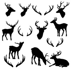 vector large collection of deer silhouettes