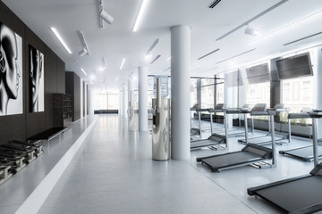 Laufbänder im Fitness-Zenter, leer (Konzept)