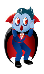 A cute vampire in white background.