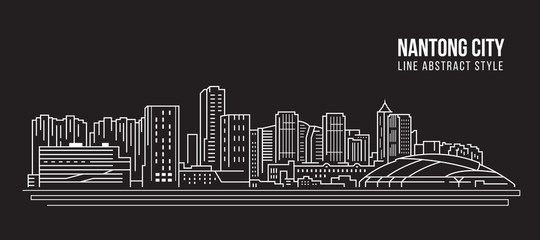 Obraz premium Cityscape Building Line art Vector Illustration design - Nantong city