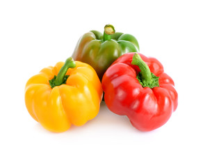 beautiful ripe red, yellow, green pepper isolated on  white background
