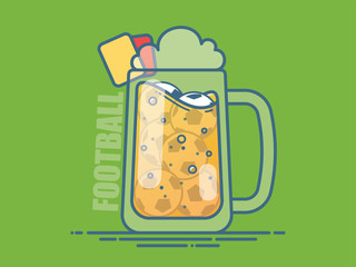 Soccer / Football Cocktail In Cool Glass With Beer And Ball.