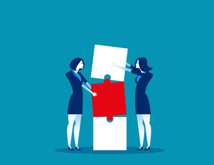 Together. Business and partnership work to build connection business. Concept business vector illustration. Flat business character, Cartoon style design