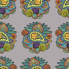 Seamless asian pattern with floral illustrations. For traditional tVector ornament