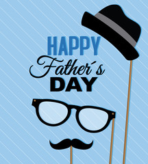 happy fathers day card. man objects
