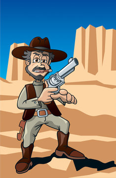 Revolver Held im Monument Valley, Arizona, USA, Cartoon, Szene
