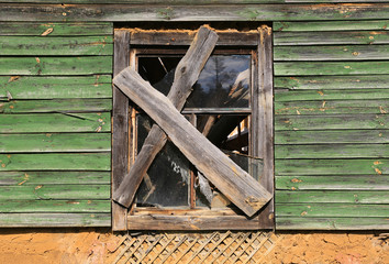 old window abandoned house