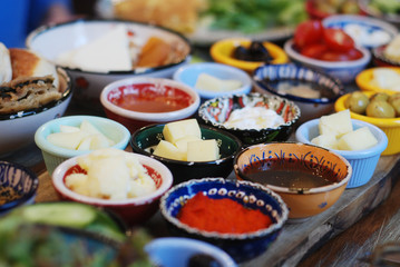 Traditional Turkish breakfast plates