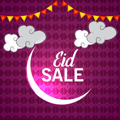 Sale Banner Or Sale Poster For Festival Of Eid Mubarak with Text space Background.