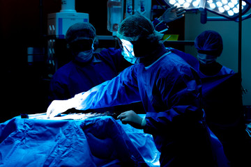 Surgeons Team Operating in the Hospital.