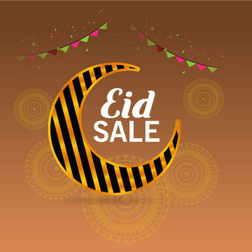 Sale Banner Or Sale Poster For Festival Of Eid Mubarak with Text space Background.