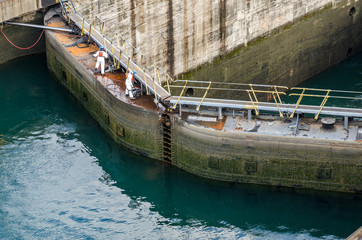 the Gatun locks at Panama Canal on the Atlantic side