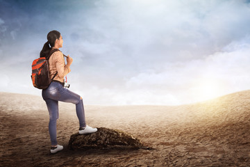 Beautiful asian traveler woman with backpack