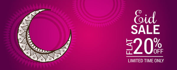 Obraz premium Sale Banner Or Sale Poster For Festival Of Eid Mubarak with Text space Background.