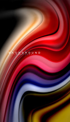 Abstract wave lines fluid rainbow style color stripes on black background