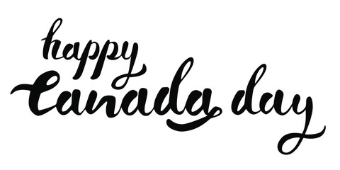 Happy Canada Day hand drawn black vector lettering on white background