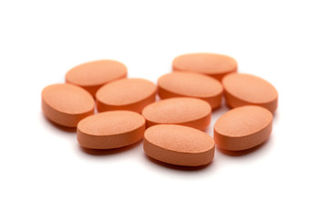 Pharmacy theme. Isolated Pills on white.