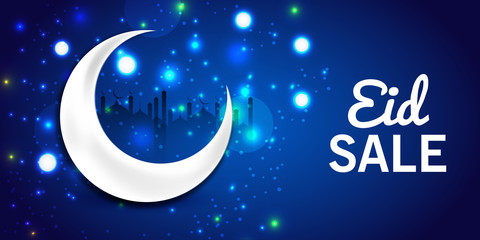 Obraz na płótnie Canvas Sale Banner Or Sale Poster For Festival Of Eid Mubarak with Text space Background.