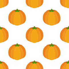 Vector seamless pattern of orange pumpkin. Cartoon flat style