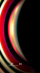 Abstract wave lines fluid rainbow style color stripes on black background. Artistic illustration for presentation, app wallpaper, banner or poster