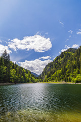 Landscape with a beautiful lake in Parang mountains, Romania