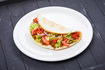 sandwich wrap with meat and vegetables