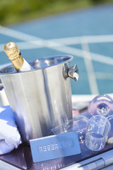 Fototapeta na wymiar champagne on the yacht