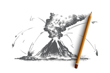 Volcanic eruption concept. Hand drawn isolated vector. © drawlab19