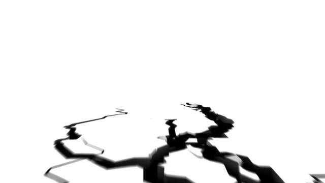Cracking surface on white background, 3d animation, seamless loop.