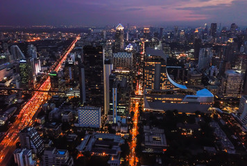 Bangkok at night from above, Thailand