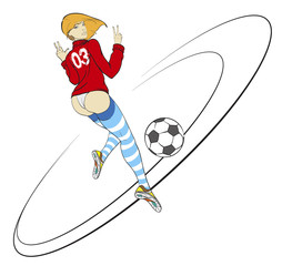 Sexy Soccer Football Female Player. Vector illustration. Fashion girl.