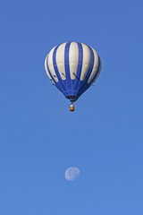 Hot air balloon over the moon