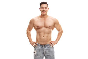 Fototapeta premium Shirtless muscular guy