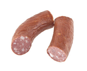 sausage with lard isolated on white background