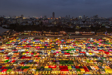 Colorful flea night market in Bangkok