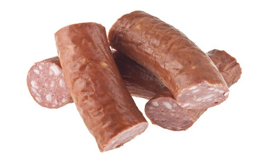 sausage with lard isolated on white background