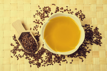 Traditional transparent flax oil
