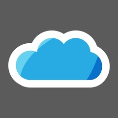 Vector icon colored sticker cloud. Blue cloud illustration. Layers grouped for easy editing illustration.  For your design.