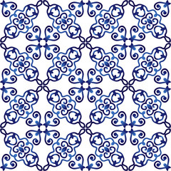 Ceramic tile pattern. Islamic, indian, arabic motifs. Damask seamless pattern. Porcelain ethnic bohemian background.  Abstract flower. Print for fabric and paper