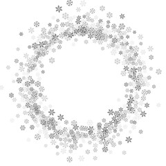 Frame or border of random scatter snowflakes