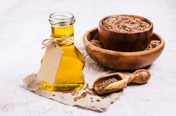 Traditional transparent flax oil