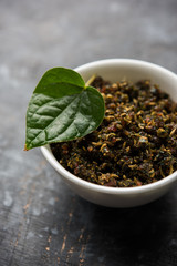 Mukhwas or Tambul is a fine mixture of Paan masala. It's popular mouth freshener from India consumed after meals. Also offered to Goddess Durga devi in puja